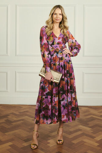 Izabel London – Floral Long Sleeve Ruched Maxi Dress